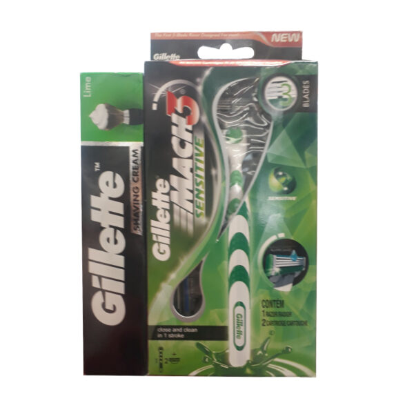 پک خودتراش و یدک و خمیر اصلاح مچ تری GILLETTE MACH 3